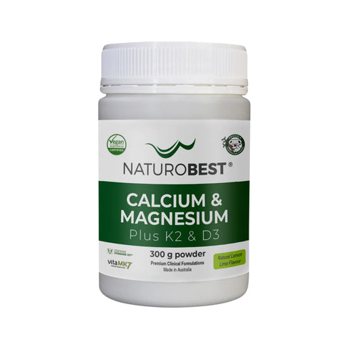 Calcium & Magnesium plus K2 & D3 (Lemon-Lime) 300g powder-NaturoBest-Matakana Pharmacy